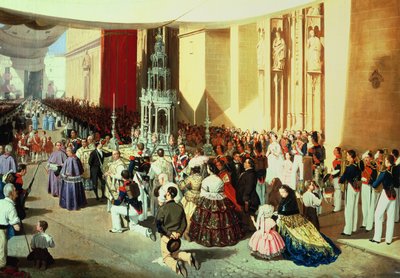 Procession of Corpus Christi in Seville by Manuel Cabral y Aguado Bejarano